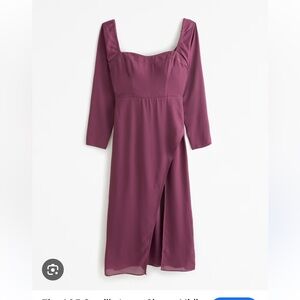 The A&F Camille Long-Sleeve Midi Dress, Dark Purple, Small